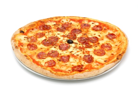 big fat italian salami pizzaの写真素材