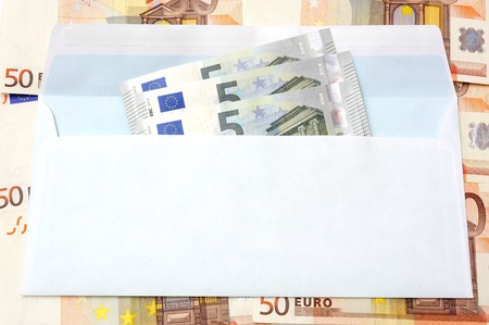 Euro  money in an envelope and cash backgroundの写真素材