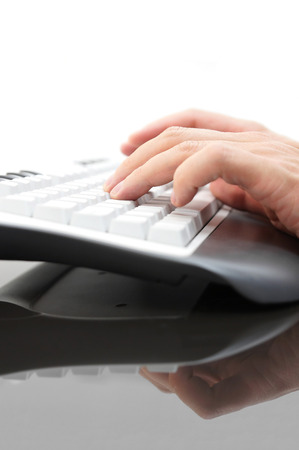 businessman hands typing on keyboardの写真素材