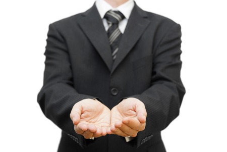 The open hands of businessmanの写真素材
