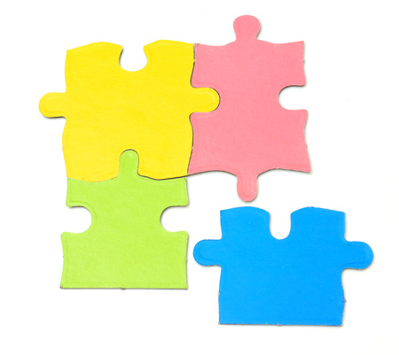 Team concept  Puzzle isolated on white backgroundの写真素材