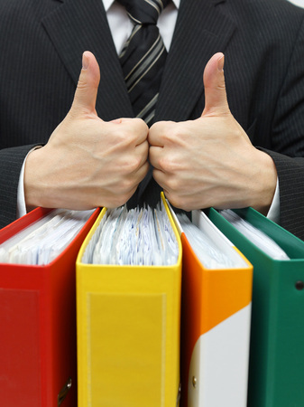 good accounting or bussiness service with thumb up on bindersの写真素材