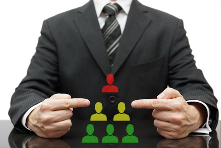 organization with difficult boss, bad middle management and good employeesの写真素材