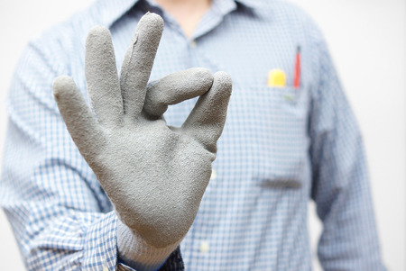 Handyman showing okay signの写真素材
