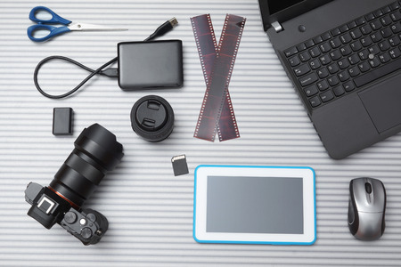 top view of designer deskの写真素材