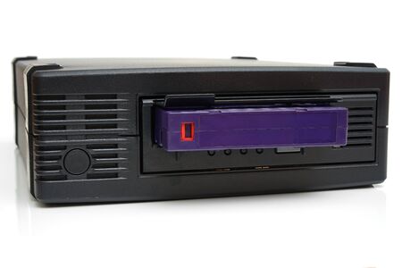 Backup drive and cartridge isolated on whiteの写真素材