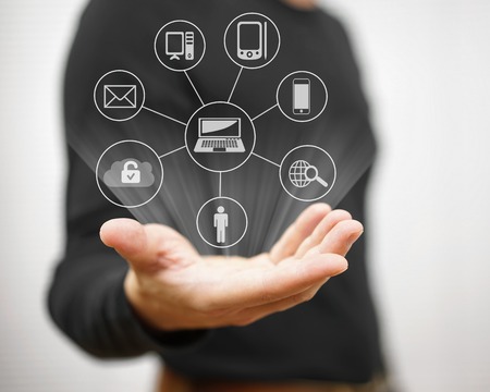 concept of connected devices,sharing,transfering files,backup and internetの写真素材