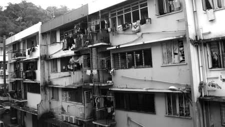 Low cost housing for the poor, kota kinabalu, Sabah.  Shot in black and whiteのeditorial素材