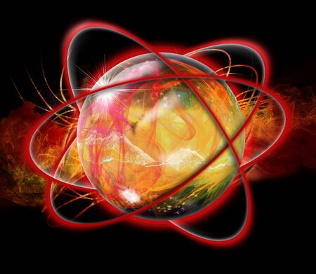 a black spiral on a fired brushed background