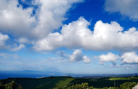 Spectacular landscape. ground country, sea and wonderful skyの写真素材