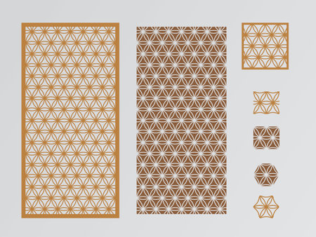 Vector set of templates for laser cutting. Geometric pattern. Laser cut panel.のイラスト素材