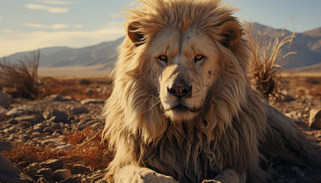 Lion in the Namib Desert, Namibia, Africa.の素材