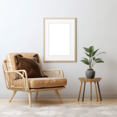 Interior of living room with armchair and plant. 3d renderの素材