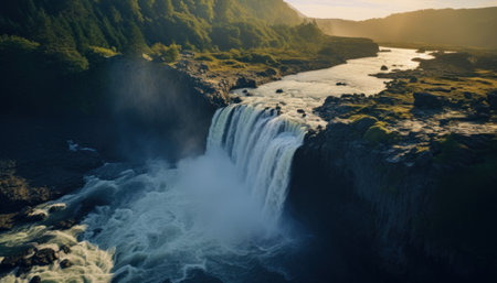 Godafoss waterfall in Iceland, Europe. Long exposure shot.の素材