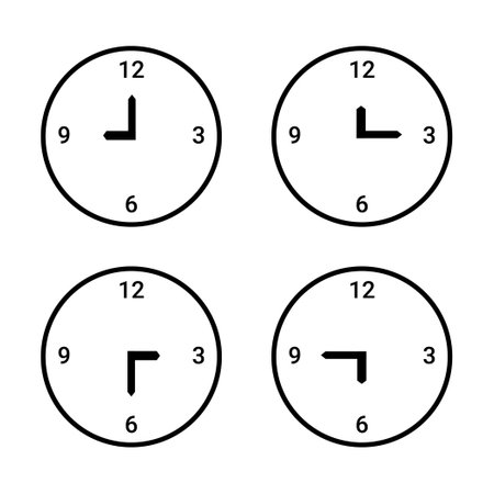 Vector of wall clock icon set isolated on whiteのイラスト素材
