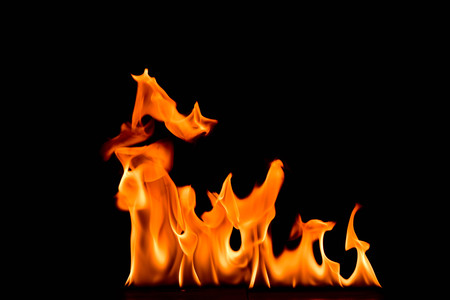 Fire flames abstract on black background.
