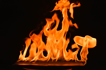 Abstract fire flames on a black background.の写真素材