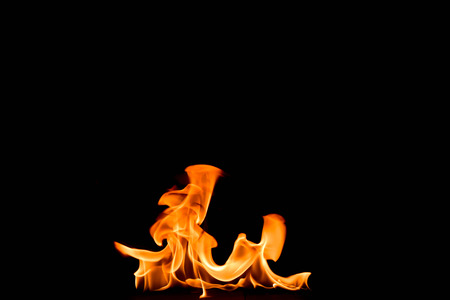 Fire flames abstract on black background.