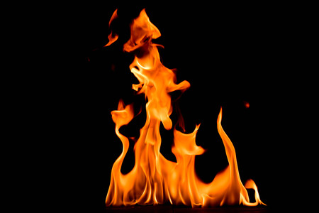 Fire flames abstract on black background.