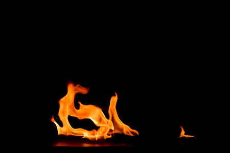 Fire flames abstract on black background.