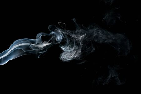 Smoke isolated on black backgroundの写真素材