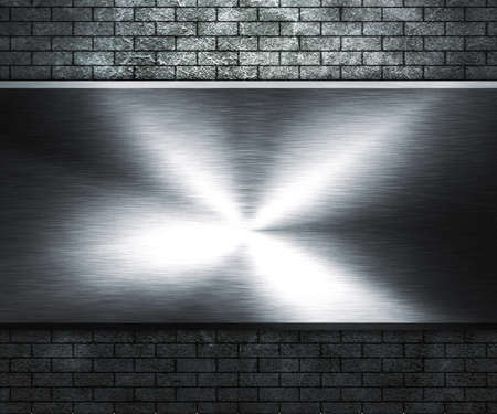 Grunge Wall and Metal Plateの写真素材