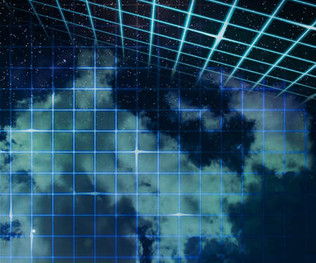 Stars on Laser Sky Abstract Space Backgroundの写真素材