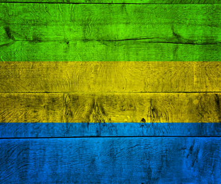 Gabon Flag on Woodの写真素材
