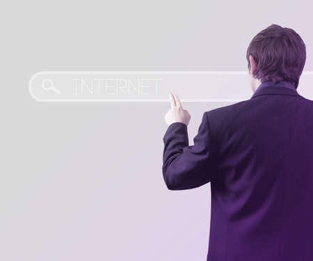 Businessman Using Touch Screen Internet Barの写真素材