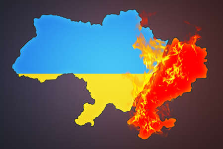 East Ukraine in Fire of Warの写真素材