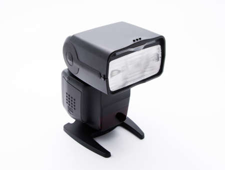 External Flash for DSLR Camera_Front Isolated on White Backgroundの写真素材