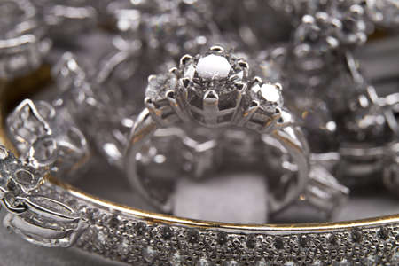Presentation of Luxury Silver Diamond Jewelry Collectionの写真素材