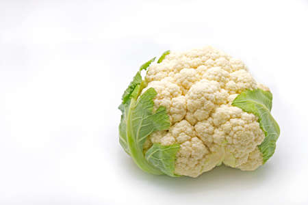 Closeup Fresh Cauliflower Isolated on White Background