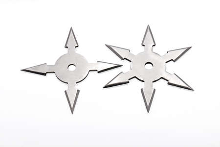 Ninja Star Shuriken Isolated on White Backgroundの写真素材
