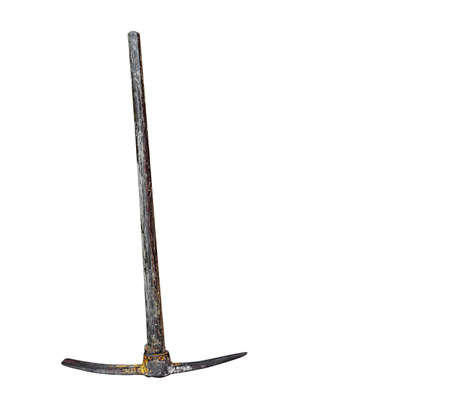 Antique Pickaxe Isolated on White Background, Clipping Pathの写真素材