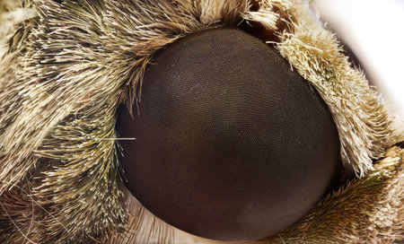 Macro Photography of Compound of Eye of Oleander Hawk-Moth or Army Green Mothの写真素材