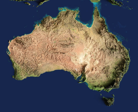 3d illustration of a highly detailed map of Australia.の写真素材