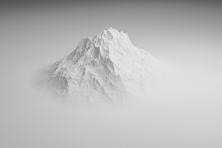 3D rendering of the aerial landscape of a mountain.の写真素材