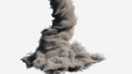 3D render of huge tornado. 3D illustration of tornado isolated on white background.