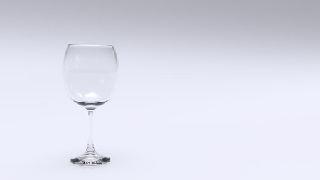 3D illustration of a wine glass with copy space. 3D render of the wine glass isolated on a white background.の写真素材