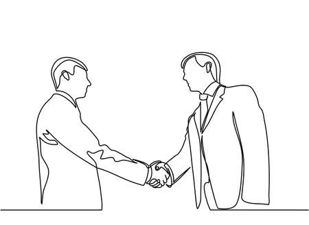 continuous line drawing of concept business people meeting. business people meeting with handshake.のイラスト素材