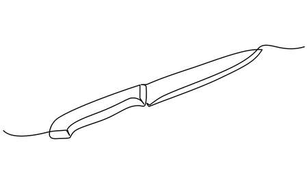 Continuous one line drawing. Fork, spoons, knife plates and all eating and cooking utensils, can be used for restaurant logos, cakes, business cards, banners and others. Vector illustrationのイラスト素材