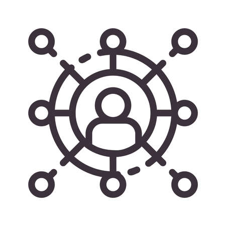 Networking vector line icon. Referral program. HR resource. Social media. Button for web or mobile app. UI / UX user interface. Editable stroke.のイラスト素材