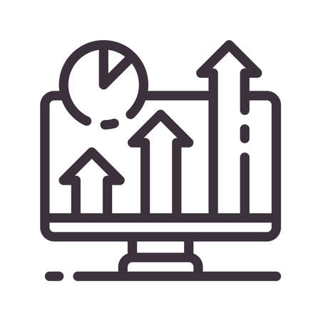 Sales growth vector line icon. Seo strategy. Digital marketing. Button for web or mobile app. UI / UX user interface. Editable stroke.のイラスト素材