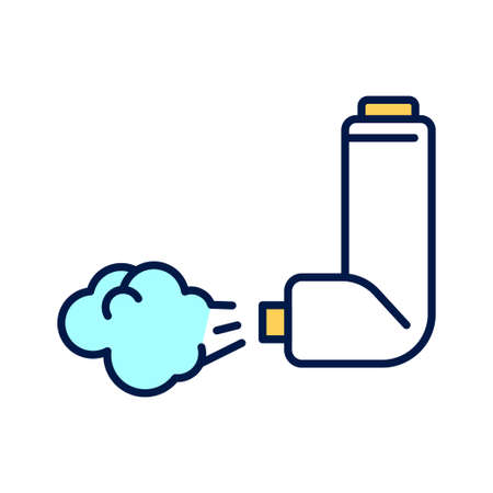 Throat spray line color icon. Pharmaceutical drug. Asthma inhaler. Pictogram for web page, mobile app, promoのイラスト素材