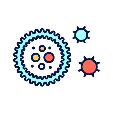 Virus color line icon. Bacteria, microorganism sign. Pictogram for web page, mobile app, promo.Editable stroke.のイラスト素材