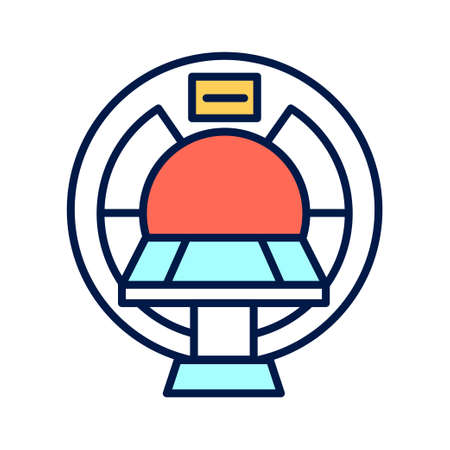 MRI machine scan device line color icon. Isolated vector element. Outline pictogram for web page, mobile app, promo.のイラスト素材
