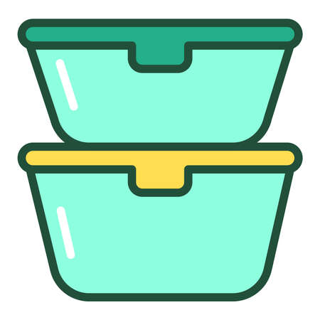 Reusable lunchboxes line color icon. Zero waste lifestyle. Metallic containers for food storage. Outline pictogram for web page, mobile app, promo.のイラスト素材