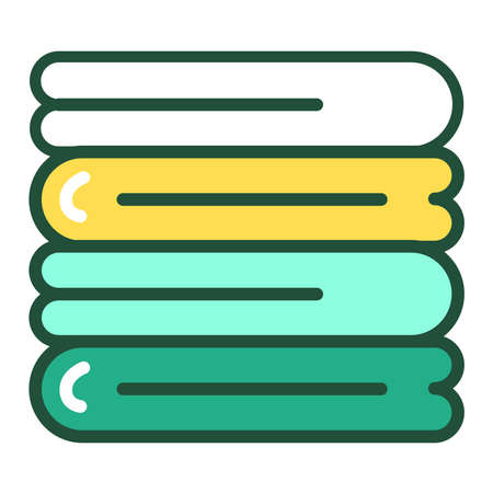Eco stack of towels line color icon. Recycle textile. Zero waste lifestyle. Eco friendly. Outline pictogram for web page, mobile app, promo.のイラスト素材