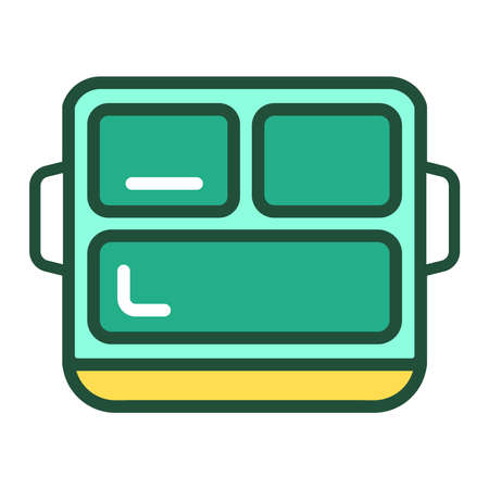 Reusable lunchbox line color icon. Zero waste lifestyle. Metallic container for food storage. Outline pictogram for web page, mobile app, promo.のイラスト素材